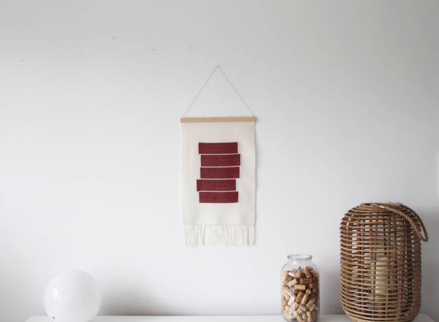 Handwoven Wall Hanging in Offwhite & Terracotta - image 1