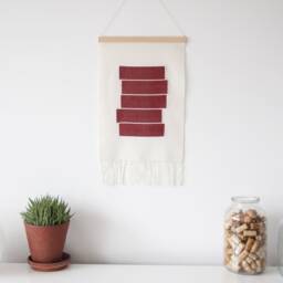 Handwoven Wall Hanging in Offwhite & Terracotta - thumbnail 3