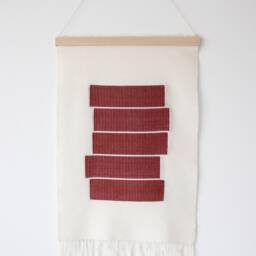 Handwoven Wall Hanging in Offwhite & Terracotta - thumbnail 2