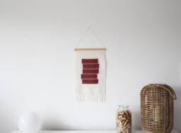 Handwoven Wall Hanging in Offwhite & Terracotta - thumbnail 1