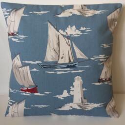 2 X Skipper Nautical Maritime Coastal Yachts Seaside Blue Cushion Covers 16 - thumbnail 2