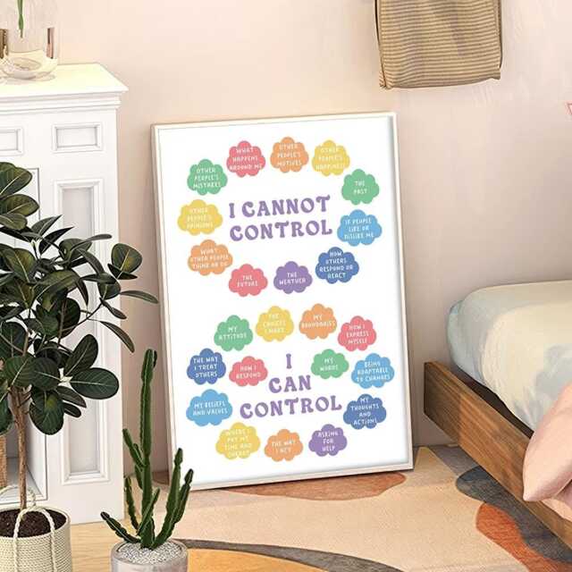 What I Can & Cannot Control Therapy Office Quote Art Canvas Poster, Classroom Quotes, Children's Room Aesthetic Decor, Printed Gift - image 1