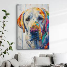 Labrador Retriever Fun Animal Dog Pet Lover Abstract Oil Painting Wall Art Framed Canvas Poster Print Home Kitchen Living Room Decor Gift - thumbnail 1