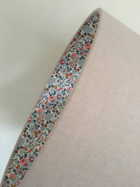 Handmade Linen Drum Lampshade Peony & Sage Fabric, Liberty Betsy Lining - image 1