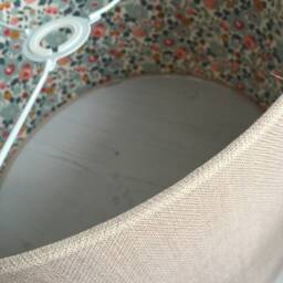 Handmade Linen Drum Lampshade Peony & Sage Fabric, Liberty Betsy Lining - thumbnail 3