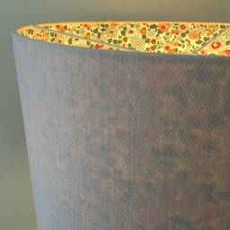 Handmade Linen Drum Lampshade Peony & Sage Fabric, Liberty Betsy Lining - thumbnail 4
