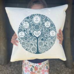 Personalised Circle Family Tree Linen Cushion, Gift For Grandparents, Mothers, Grandmother, Names Christmas Gift - thumbnail 2