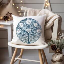 Personalised Circle Family Tree Linen Cushion, Gift For Grandparents, Mothers, Grandmother, Names Christmas Gift - thumbnail 4