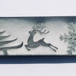 Christmas Candle Decor - Set Of 3 Snowflake, Reindeer/stag, Tree, Handmade UK Modern English Pewter - thumbnail 2