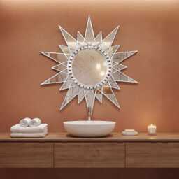 Peruvian Starburst Mirror For Wall Decor - Handmade Star With Silver Leaf Accent Artisan Sunburst Mirrors 23.6 - thumbnail 3