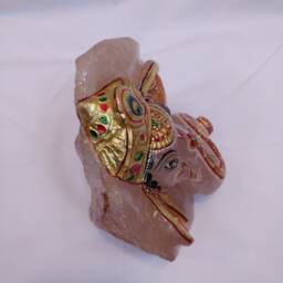 Rose Quartz Ganesha Statue, Hindu Ganpati Vinayaka Idol, Spiritual Crystal Gifts Diwali Housewarming - thumbnail 4