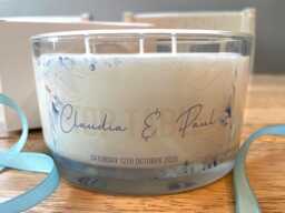 Personalised Wedding Soy Candle Top Table Centerpiece, 3-Wick Luxurious Scented Anniversary Gift - thumbnail 1