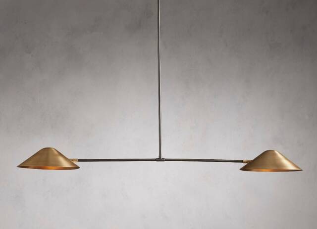 1950's Mid Century Antique Simms 2 Light Modern Raw Brass Pendant Sputnik Chandelier Light Fixture Home Chandelier - image 1