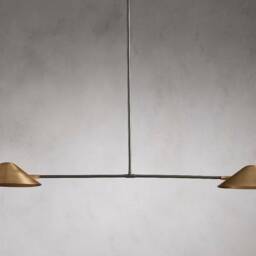 1950's Mid Century Antique Simms 2 Light Modern Raw Brass Pendant Sputnik Chandelier Light Fixture Home Chandelier - thumbnail 2