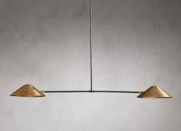 1950's Mid Century Antique Simms 2 Light Modern Raw Brass Pendant Sputnik Chandelier Light Fixture Home Chandelier - thumbnail 1