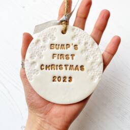 Personalised Bump's First Christmas Bauble Decoration, Bumps Tree Ornament, Baby Reveal, Pregnancy Reveal Ornament - thumbnail 3
