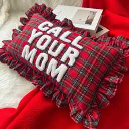 Funny Call Your Mom Punch Needle Pillow, Personalized Accent Gift For Mom, Long Distance Gift, New Colorway - Exclusively On Etsy - thumbnail 3
