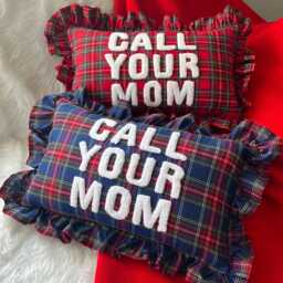 Funny Call Your Mom Punch Needle Pillow, Personalized Accent Gift For Mom, Long Distance Gift, New Colorway - Exclusively On Etsy - thumbnail 1