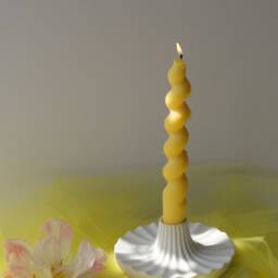 Scalloped Candle Holder - Ceramic Aesthetic Home Decor Romantic Table Valentine's Day Gift Mother's - thumbnail 3