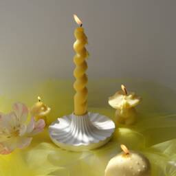 Scalloped Candle Holder - Ceramic Aesthetic Home Decor Romantic Table Valentine's Day Gift Mother's - thumbnail 2
