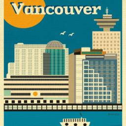 Vancouver Skyline Art Print, Wall Art, Vertical Canada Digital - Style E8-O-Van - thumbnail 2