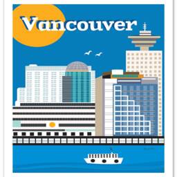 Vancouver Skyline Art Print, Wall Art, Vertical Canada Digital - Style E8-O-Van - thumbnail 3