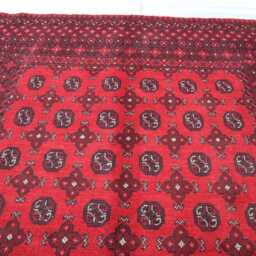 7x10 Ft Red Large Akhcha Handmade Area Rug, Afghan High Pile Rug Turkmen Bokhara Rug Livingroom Rug, Tribal Bedroom Office Carpet - thumbnail 3