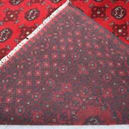 7x10 Ft Red Large Akhcha Handmade Area Rug, Afghan High Pile Rug Turkmen Bokhara Rug Livingroom Rug, Tribal Bedroom Office Carpet - thumbnail 4