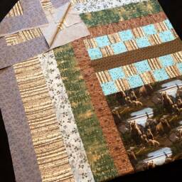 Bear Full Quilt Top, Brown Bear Panel, Wood Grain, Claws Fabric, Ready To Quilt, Blue Green Brown, Grizzly Bear, 89 X 79 Bedspread - thumbnail 4
