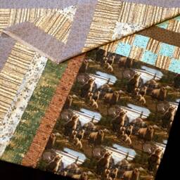 Bear Full Quilt Top, Brown Bear Panel, Wood Grain, Claws Fabric, Ready To Quilt, Blue Green Brown, Grizzly Bear, 89 X 79 Bedspread - thumbnail 3
