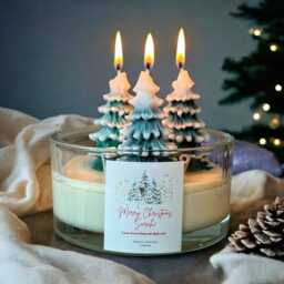 Personalised Large 3Wick Christmas Scented 3 D Candle Gift, Festive Candle, Christmas Table Decor, Christmas Gift For Her, Merry Gift - thumbnail 3
