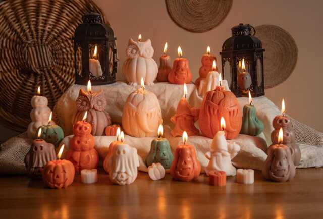 Autumn Candles - Pumpkin, Ghost & Owl Soy Candle - Halloween Home Decor Gift - image 1