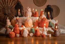 Autumn Candles - Pumpkin, Ghost & Owl Soy Candle - Halloween Home Decor Gift - thumbnail 1