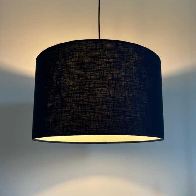 Navy Linen Drum Lampshade Textured Linen Ceiling Light - image 1
