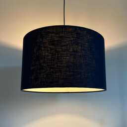 Navy Linen Drum Lampshade Textured Linen Ceiling Light - thumbnail 1