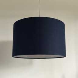 Navy Linen Drum Lampshade Textured Linen Ceiling Light - thumbnail 3