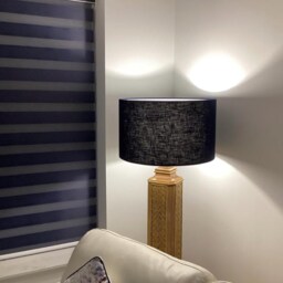 Navy Linen Drum Lampshade Textured Linen Ceiling Light - thumbnail 2