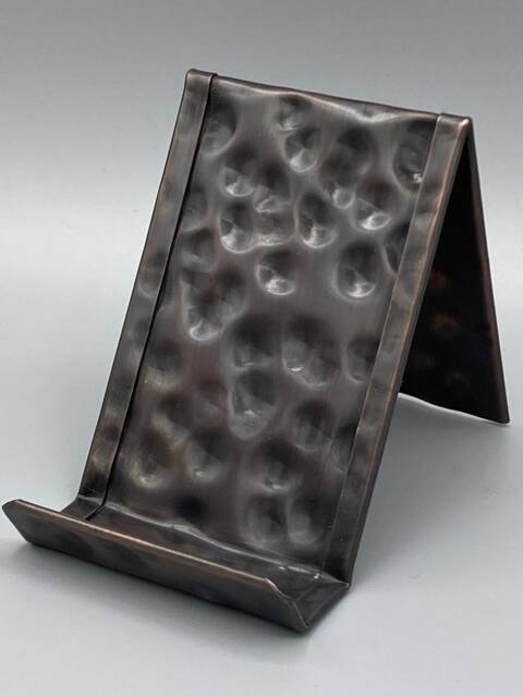 Hammered Copper Vertical Business Card Holder Office Desk Decor - image 1