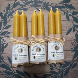 Beeswax Taper Candle Pair - 6 Inch Bees Wax Tapered Candles, Holiday Candle, Farmhouse Style Candle, Dripless, Dinner Party - thumbnail 2