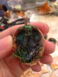 Thumbelina Walnut Shell Fairy Garden Necklace Glows in The Dark - thumbnail 2