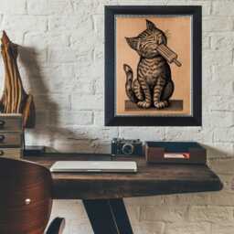 Cute Cat Eating Popsicle Art Print - Whimsical Wall Art, Funny Summer Animal Illustration, Gift For Lovers - thumbnail 2