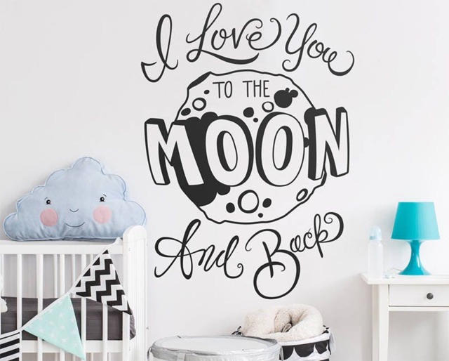 Nursery Wall Decal - I Love You To The Moon & Back Quote, Vinyl Decal, Sticker, Decor - image 1