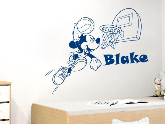 Wall Decal Name Personalized Custom Decals Vinyl Sticker Art Home Decor Mural Mouse Basketball Game Soccer Ball Nursery Ms561 - image 1