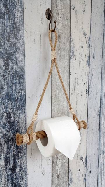 Jute Rope Toilet Paper Holder Nautical Bathroom Decor - image 1