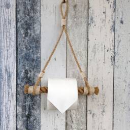 Jute Rope Toilet Paper Holder Nautical Bathroom Decor - thumbnail 2