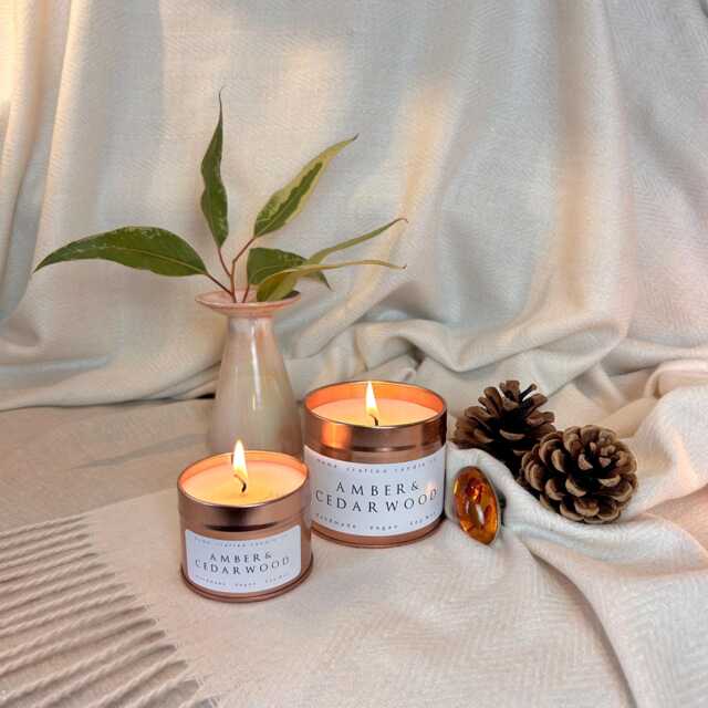 Amber & Cedarwood Handmade, Soy Wax, Eco Friendly, Vegan Candle - image 1