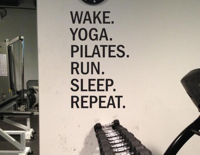 Gym Motivational Wall Decal. Wake Yoga Pilates Run Sleep Repeat - image 1