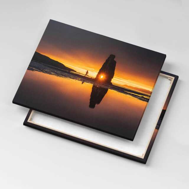 Runner & Sunset Canvas, Picture Wall Hanging, Orange Decor, Landscape Canvas Print - image 1