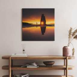 Runner & Sunset Canvas, Picture Wall Hanging, Orange Decor, Landscape Canvas Print - thumbnail 3