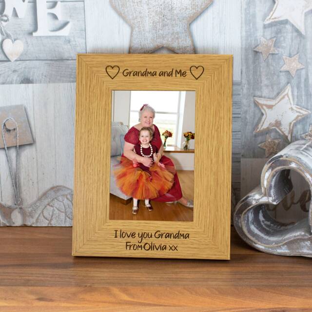 Personalised Photo Frame Gran & Me, French Oak Finish - image 1